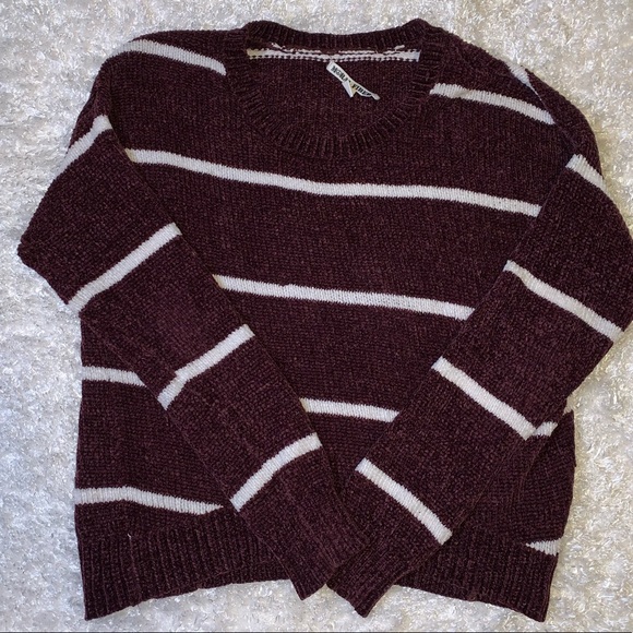 Purple and white striped sweater. - Picture 3 of 6